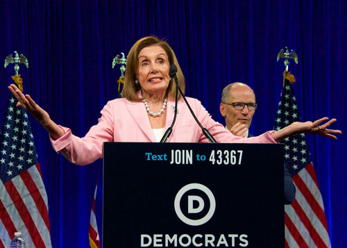 shutterstock1642719151-1jpg Nancy Pelosi speaking at Democratic National Committee event.