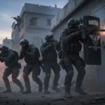 Green Beret BUSTED — Bet on His Own Mission… A tactical team of soldiers in combat gear advancing through a war-torn urban environment
