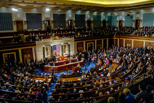 shutterstock1186368262-1jpg Large assembly in U.S. House of Representatives, Capitol Building.