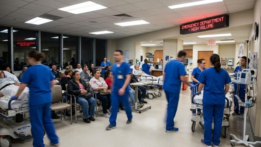 shutterstock_2762547125.jpg Busy emergency department with healthcare workers attending to patients