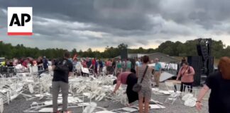 One dead in Moneta church tent collapses in storm, multiple injuries
