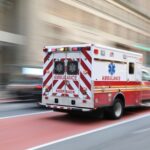 Central Park Horror Leaves Nine Hurt An ambulance speeding down a city street with lights flashing