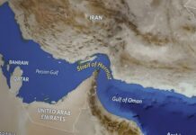 Iran Quietly Admitted Hormuz Attack Mistake Map highlighting the Strait of Hormuz between Iran and the Arabian Peninsula